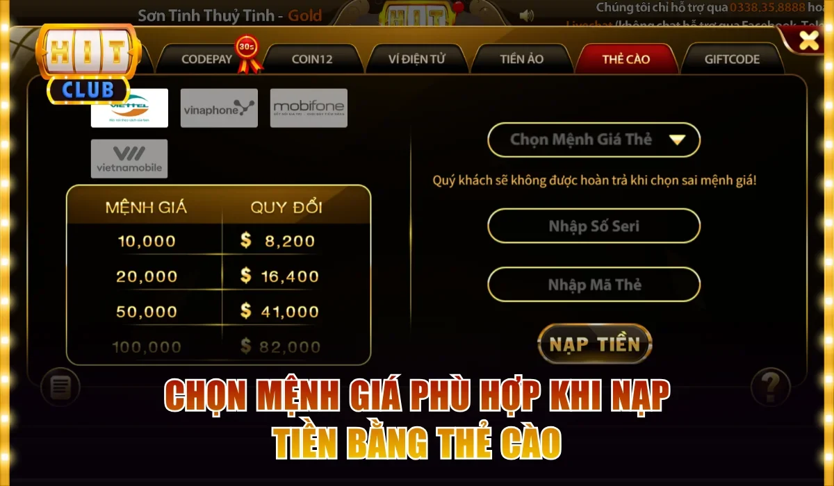 chon menh gia phu hop khi nap tien bang the cao 1
