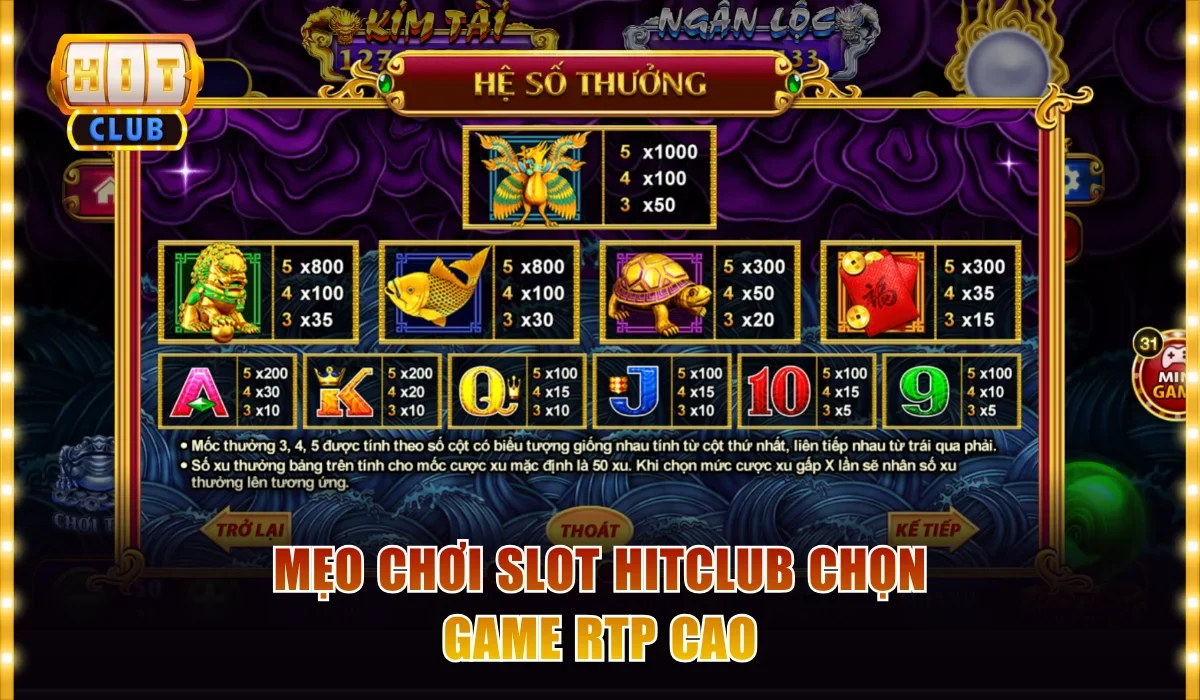 Mẹo chơi slot Hitclub chọn game RTP cao